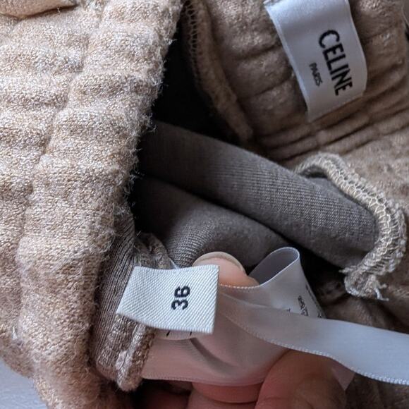 Celine Paris Tan Wool Blend Drawstring Joggers Short Petite - Picture 6 of 8